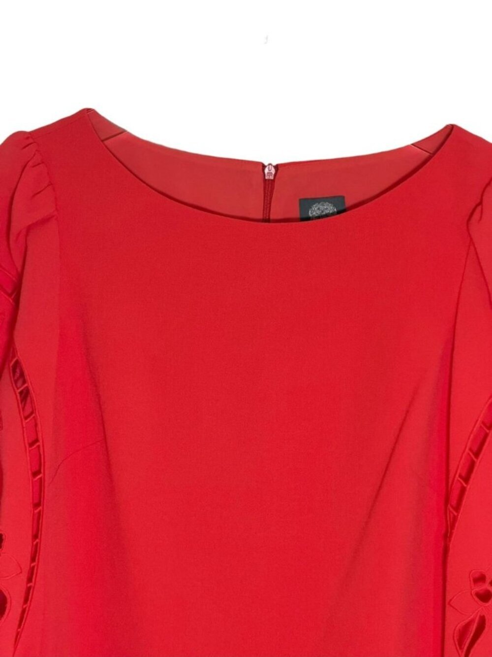 Vince Camuto Coral Eyelet Sleeve Crepe Shift Dress Size 12 NWT - Picture 4 of 9
